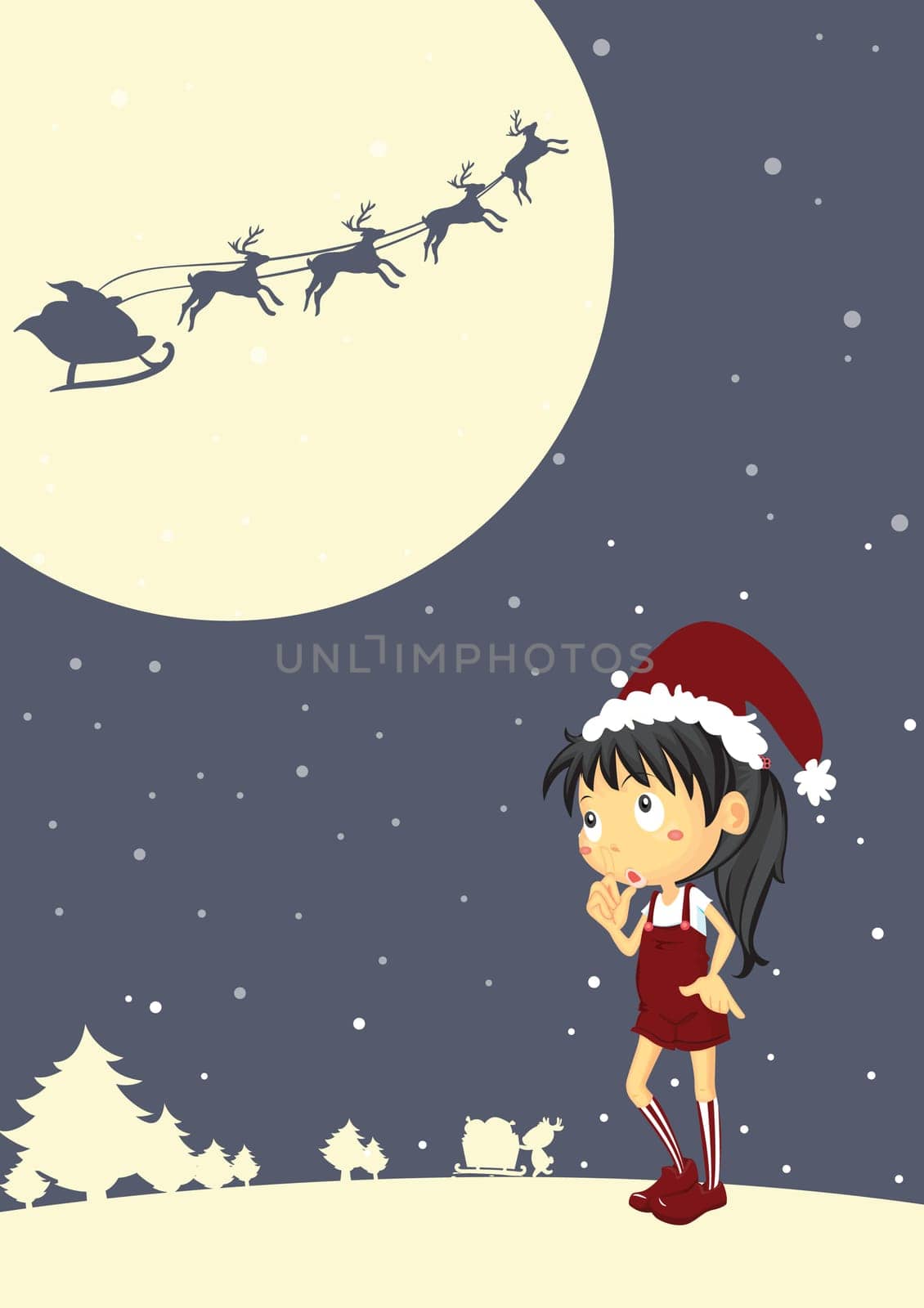 illustration of a girl celebrating christmas festival