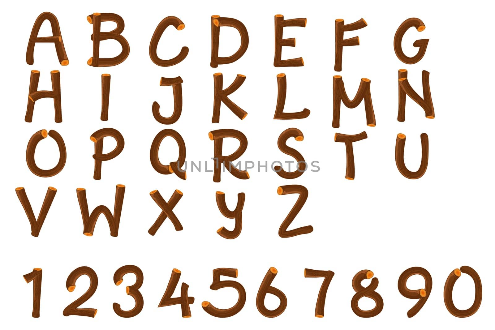 detailed illustration an alphabet on a white background