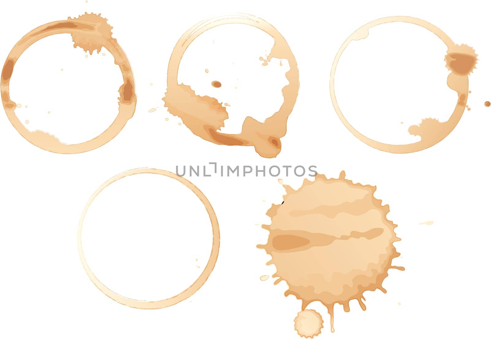 Illustration of coffee stains on white