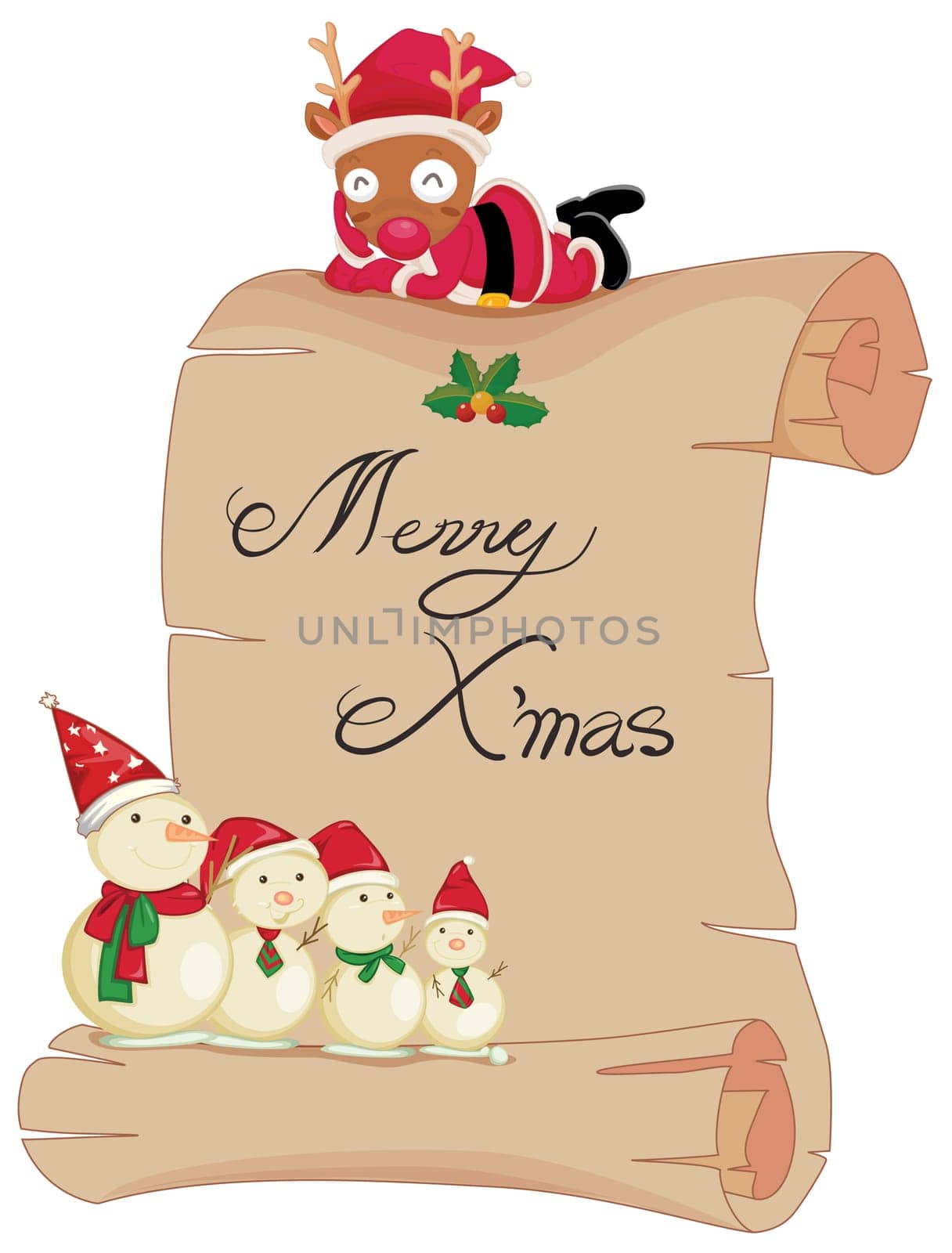 Illustration of a scroll with merry christmas