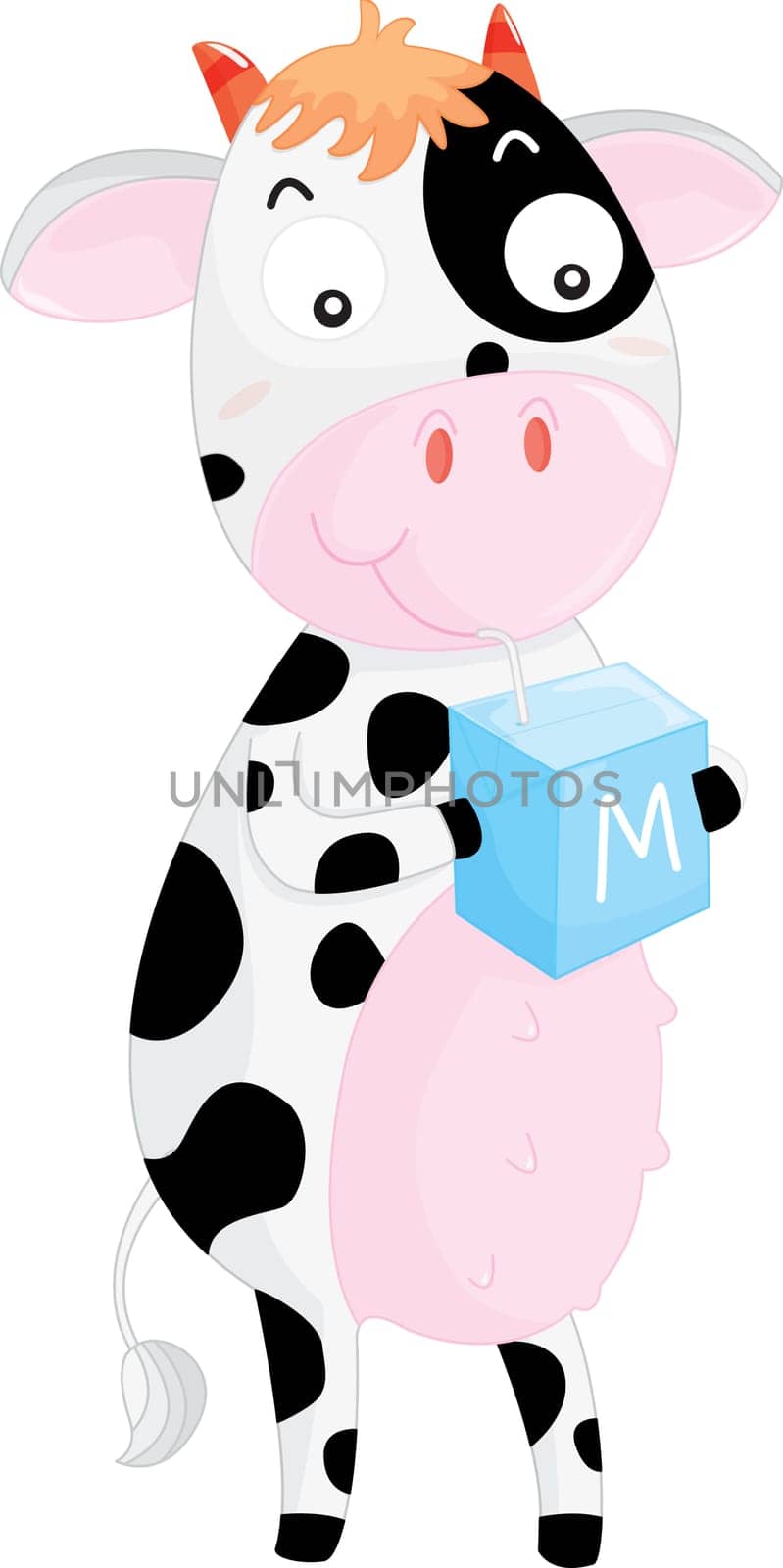 illustration of a cow drinking milk