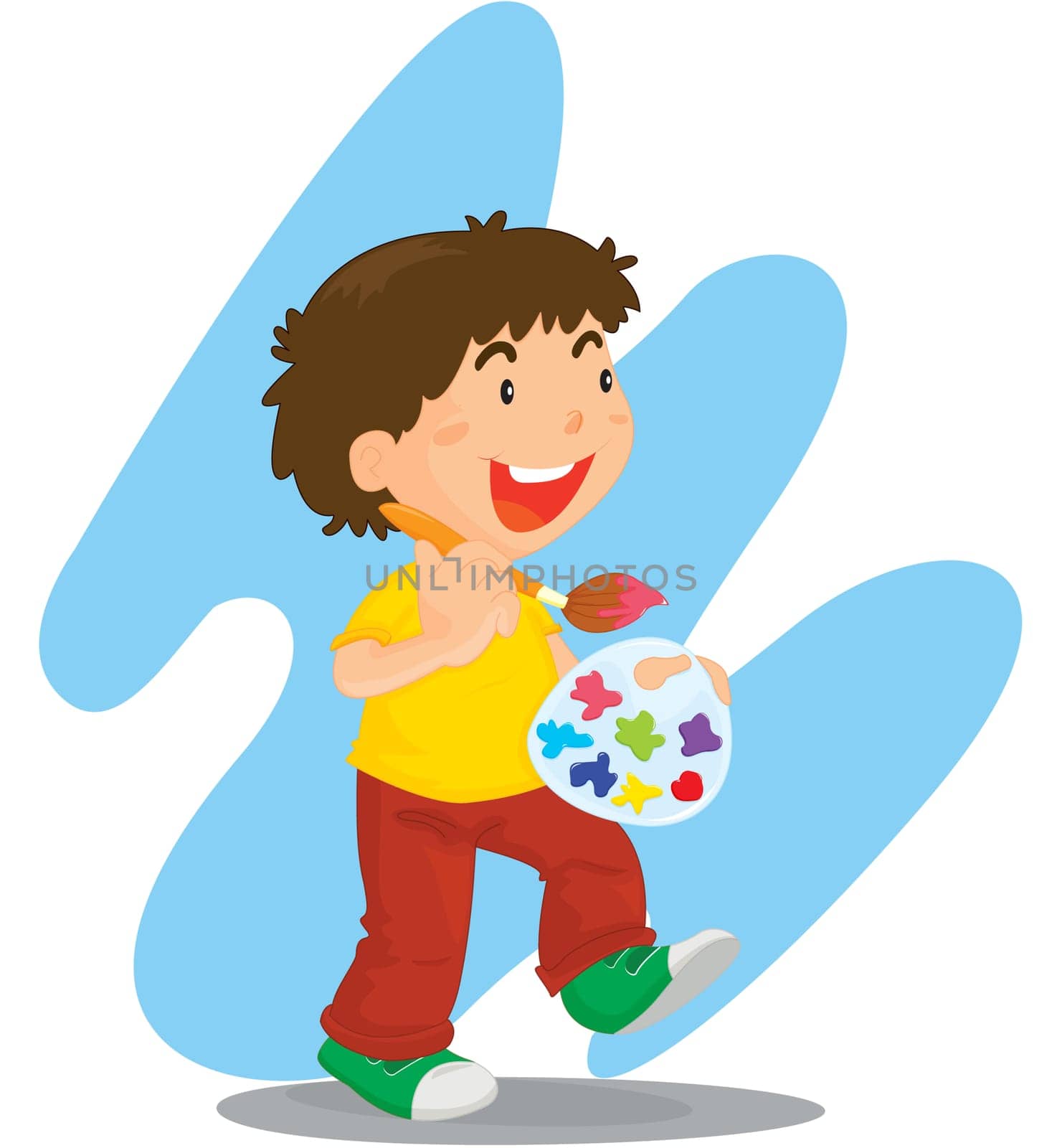Illustration of a young painter