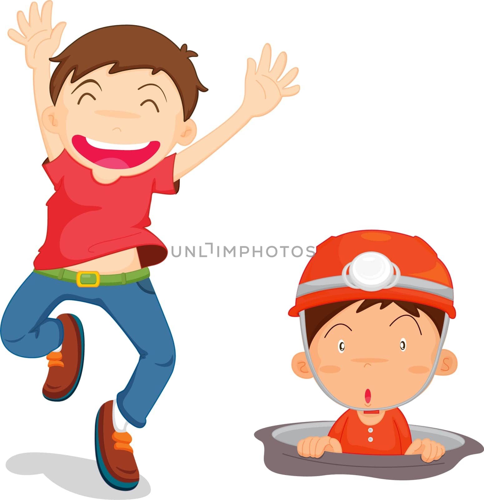 an illustration of two boys doing differnt activities