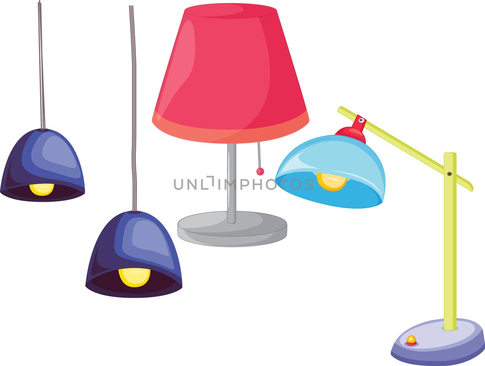 an illustration of different lamps