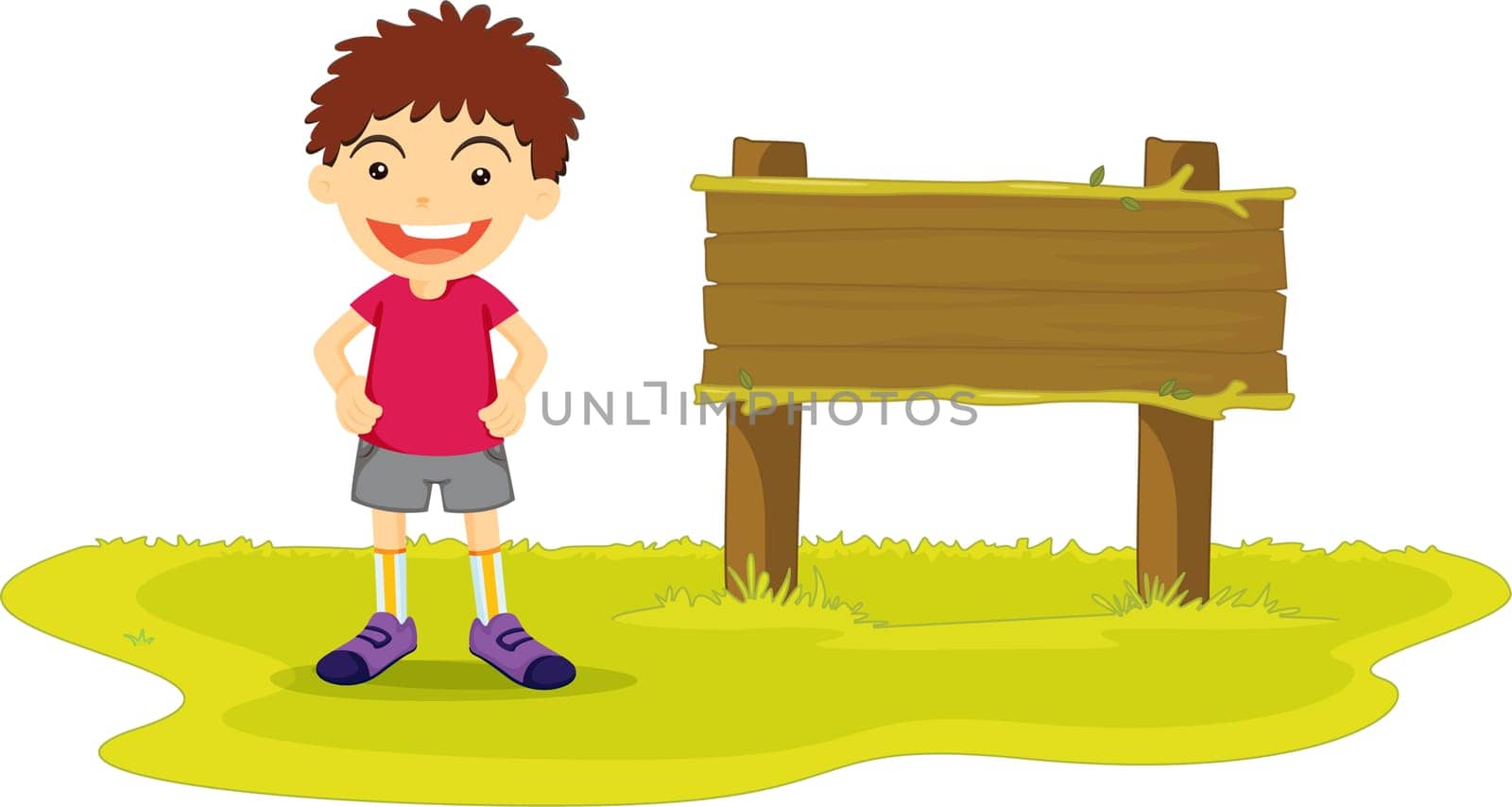 Illustration of a boy with sign