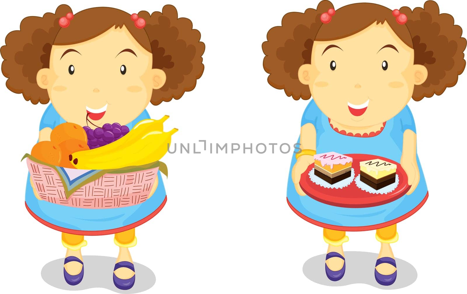 Illustration of children serving dessert