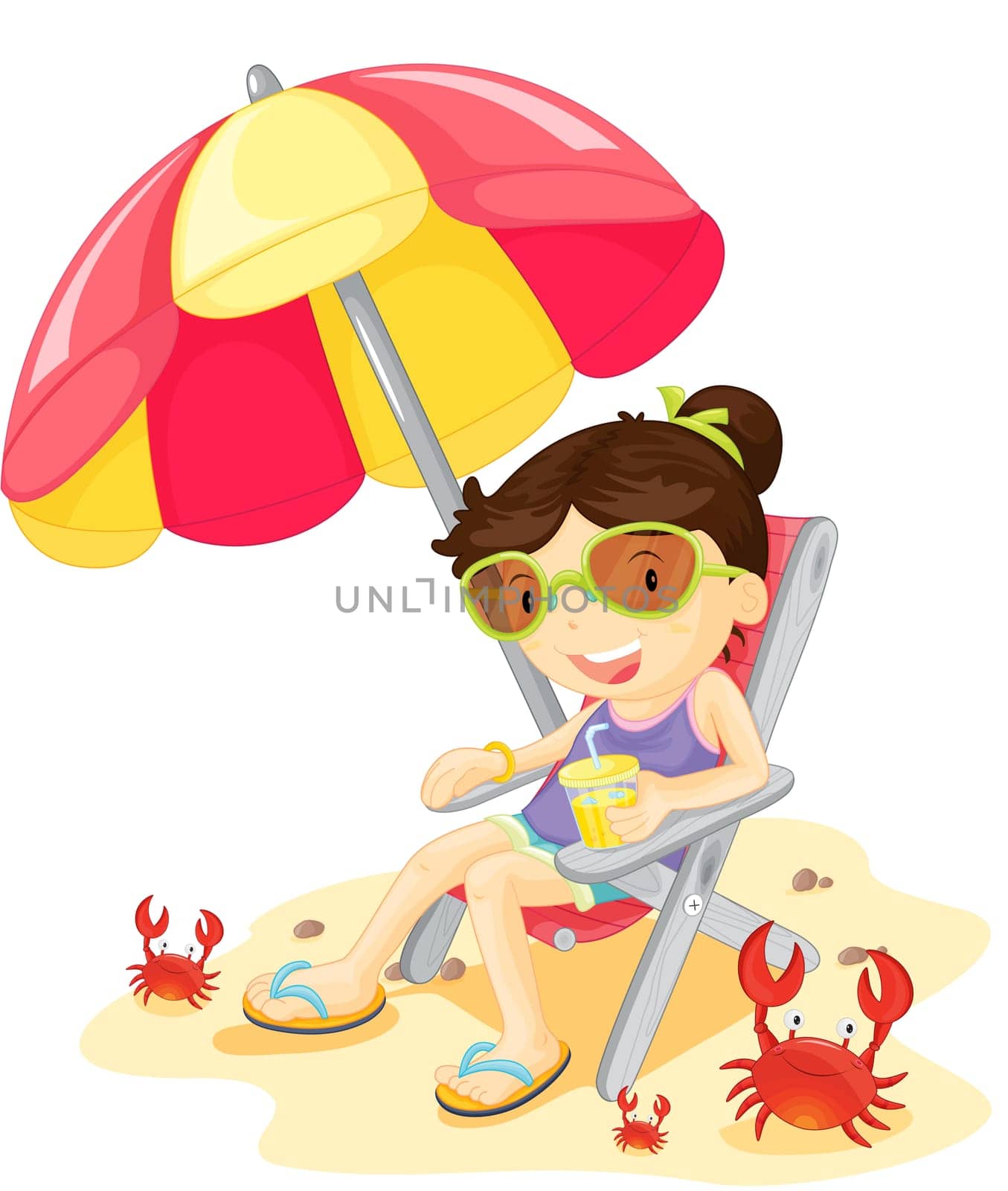 Illustration of girl  sitting on chair