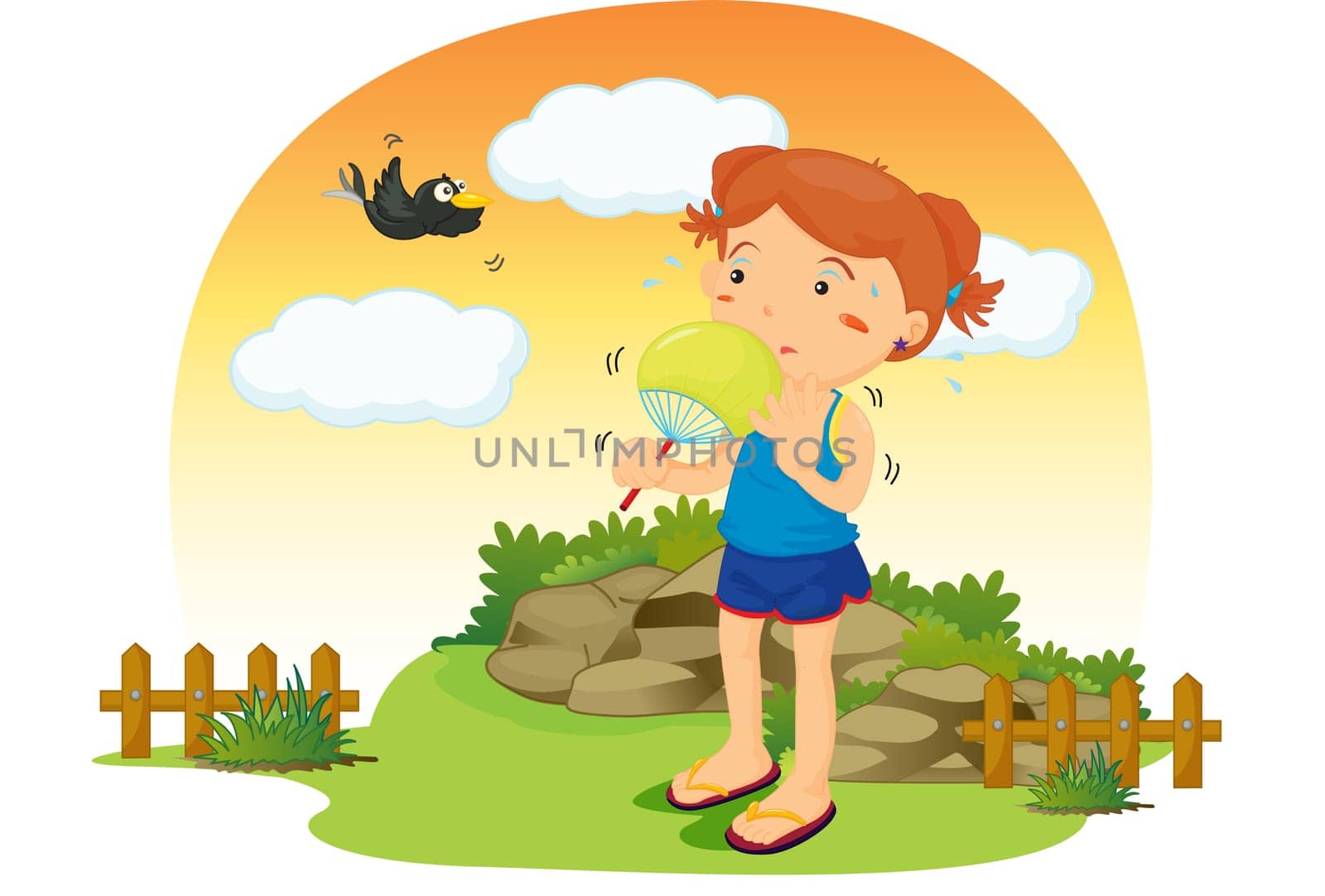 illustration of girl on colourful background