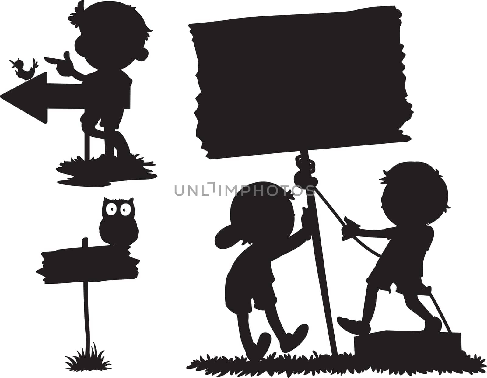 illustration of shadows of different cartoons