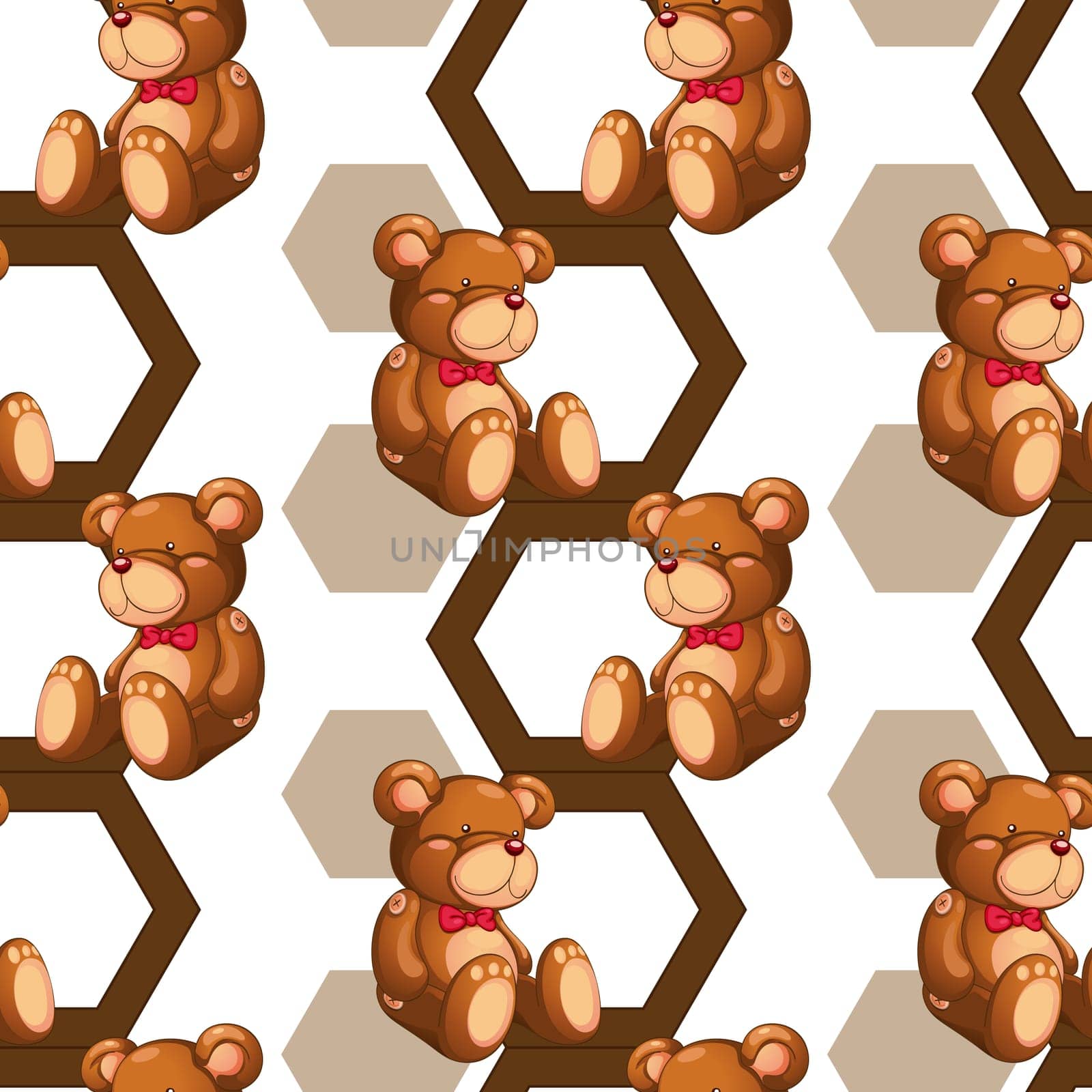 illustration of an array of teddy bear on white