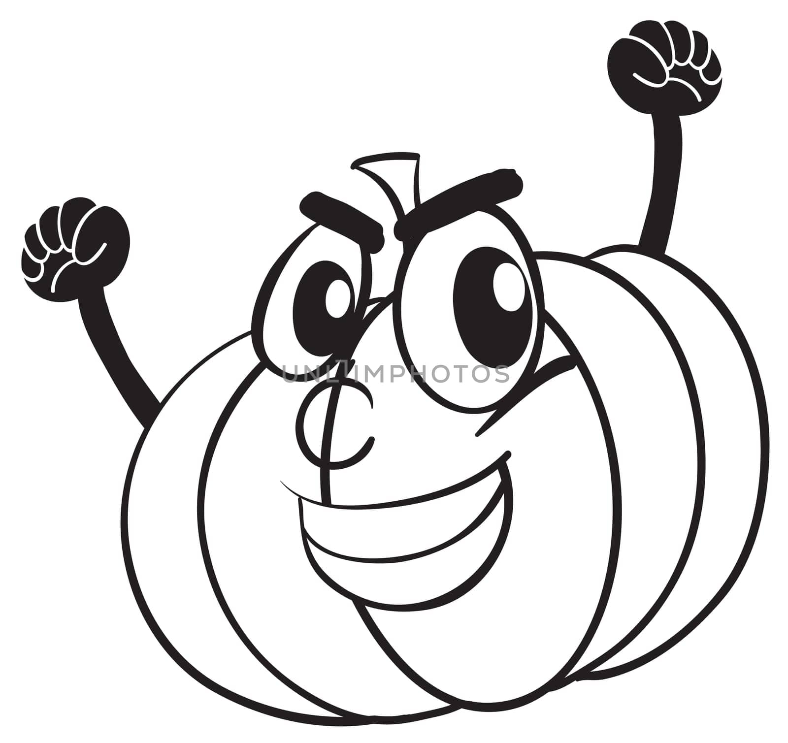 illustration of a smiling pumpkin face on white