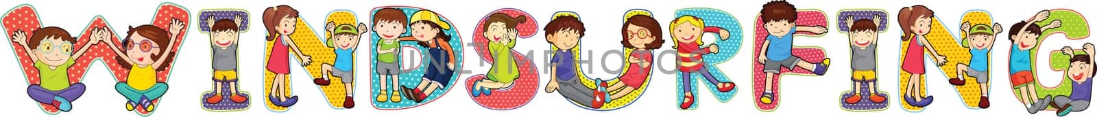 illustration of cartoon alphabets on white