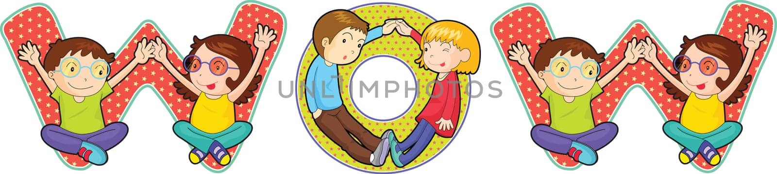 illustration of cartoon alphabets on white