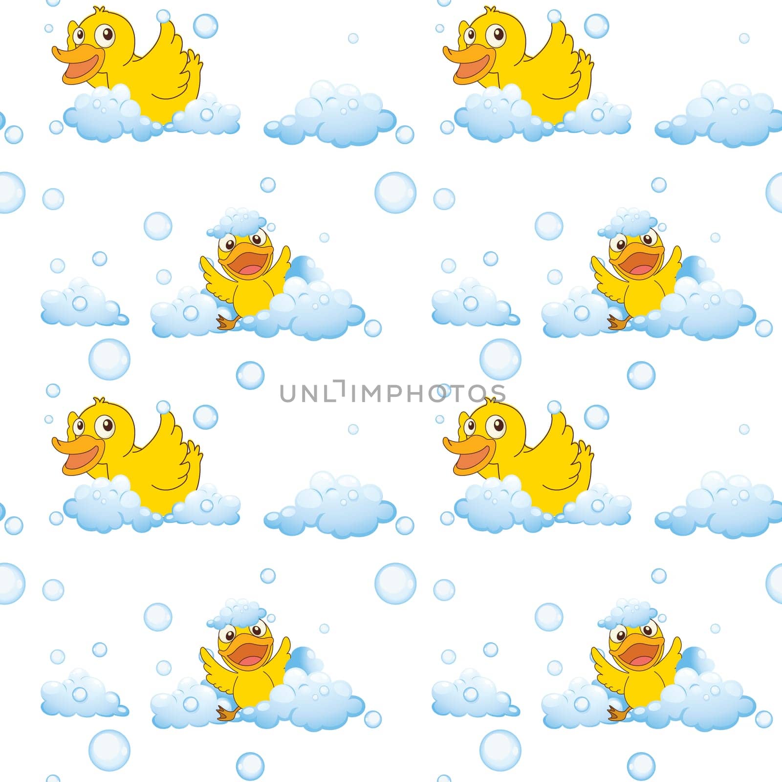illustration of ducks and clouds on a white background