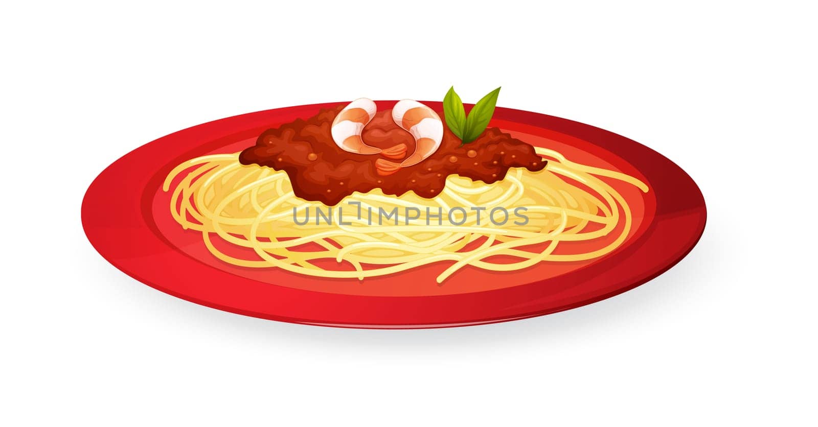 illustration of a plate of pasta on a white background