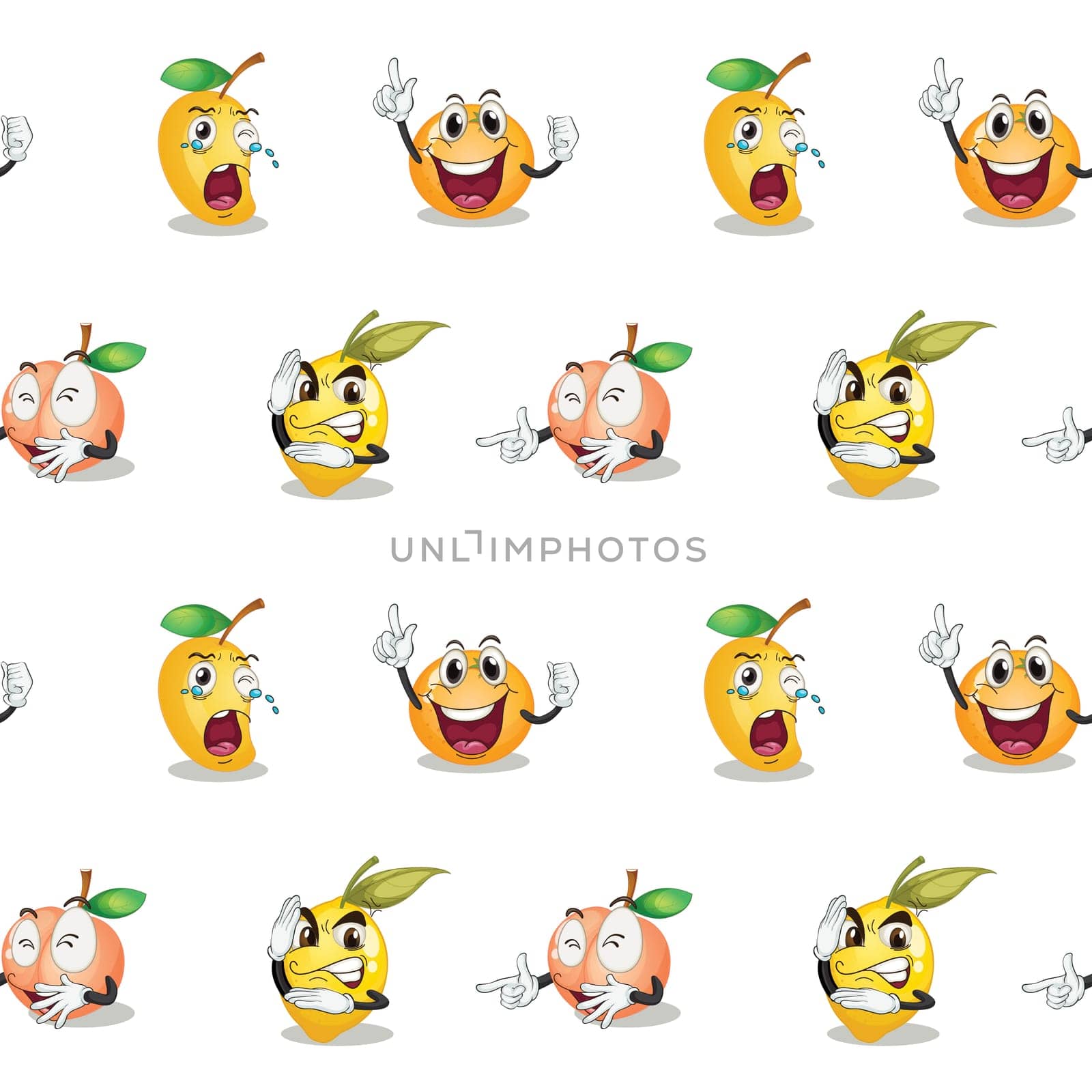 illustration of various fruits on a white background