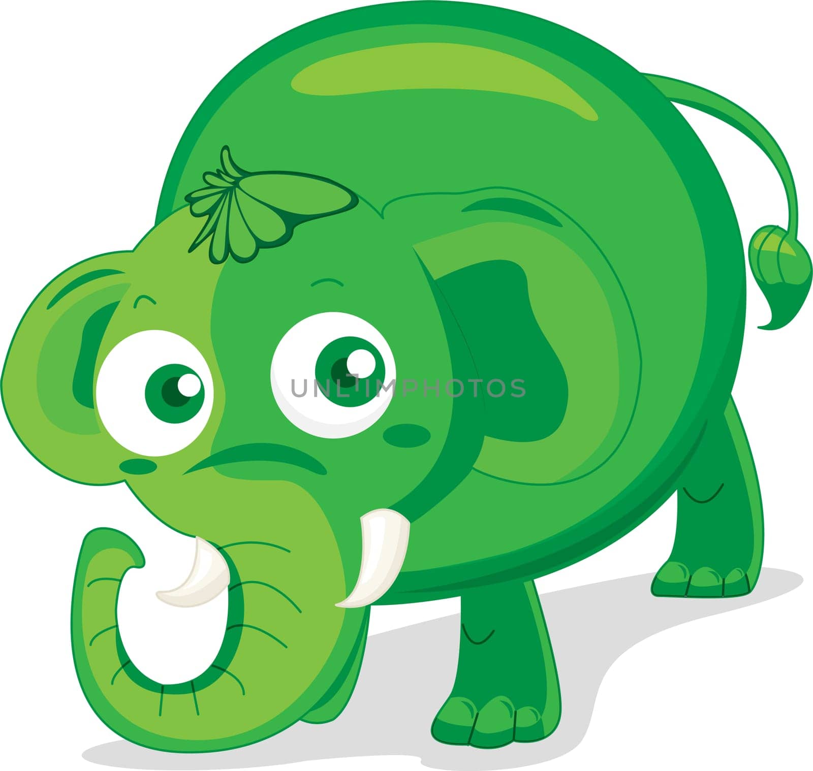 Illustration of single elephant on white