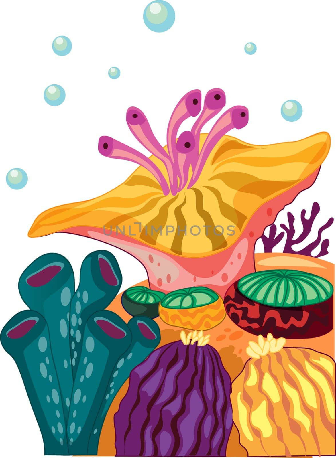View of aquatic plants with bubbles