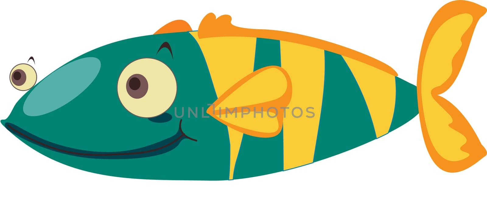 Green striped fish with good posture