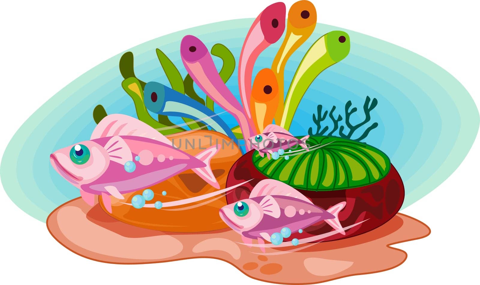 Fish swimming past ocean plants