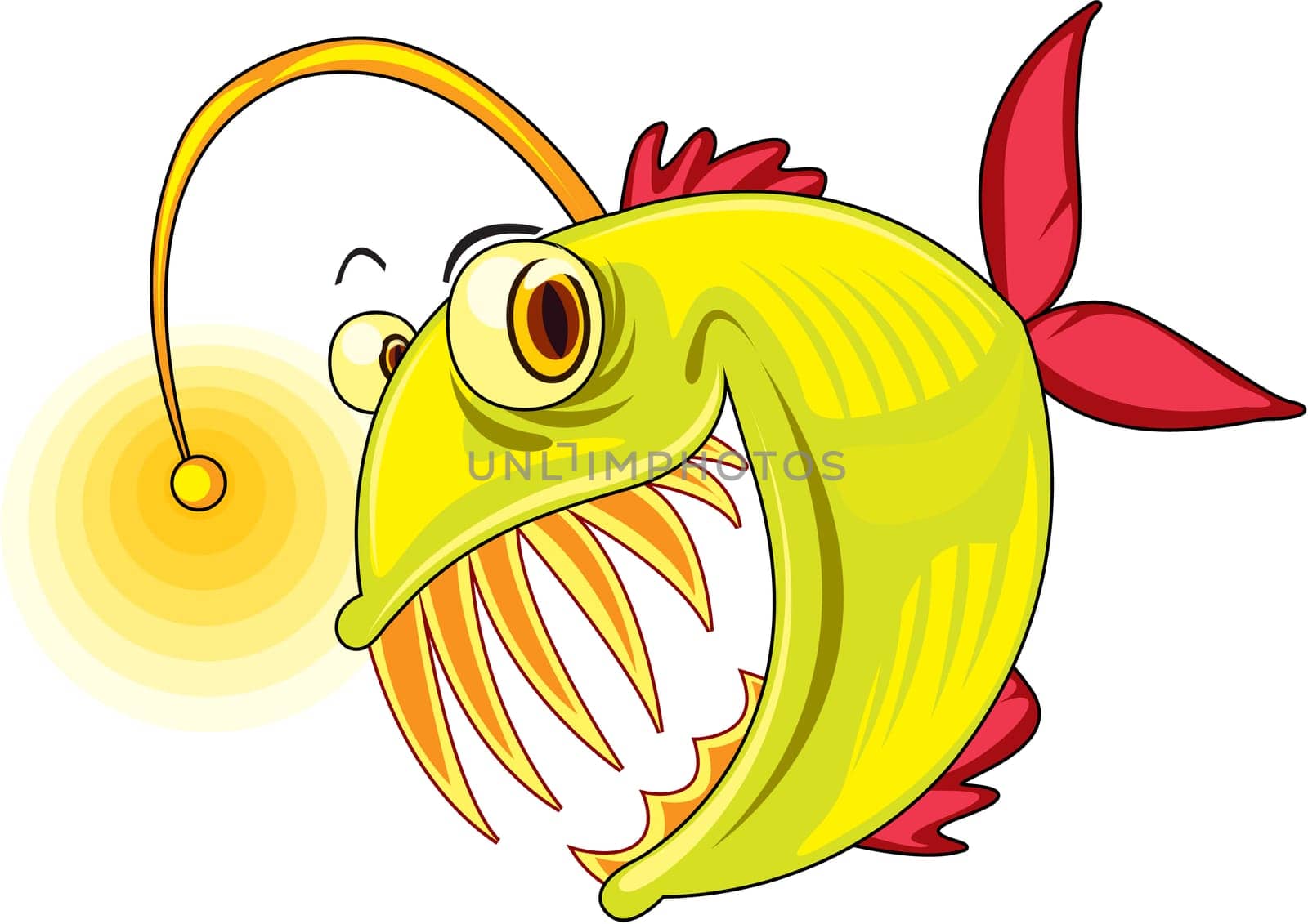 Illustration of  a cartoon fish on white