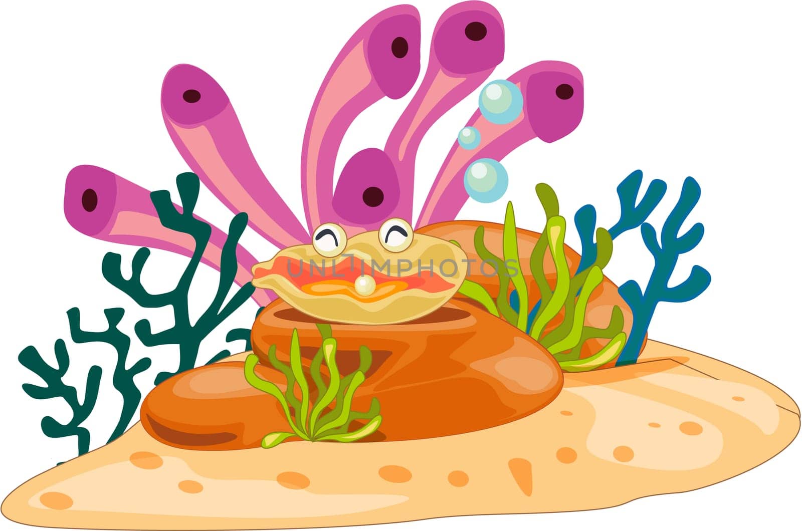 Happy clam bubbling away in the ocean