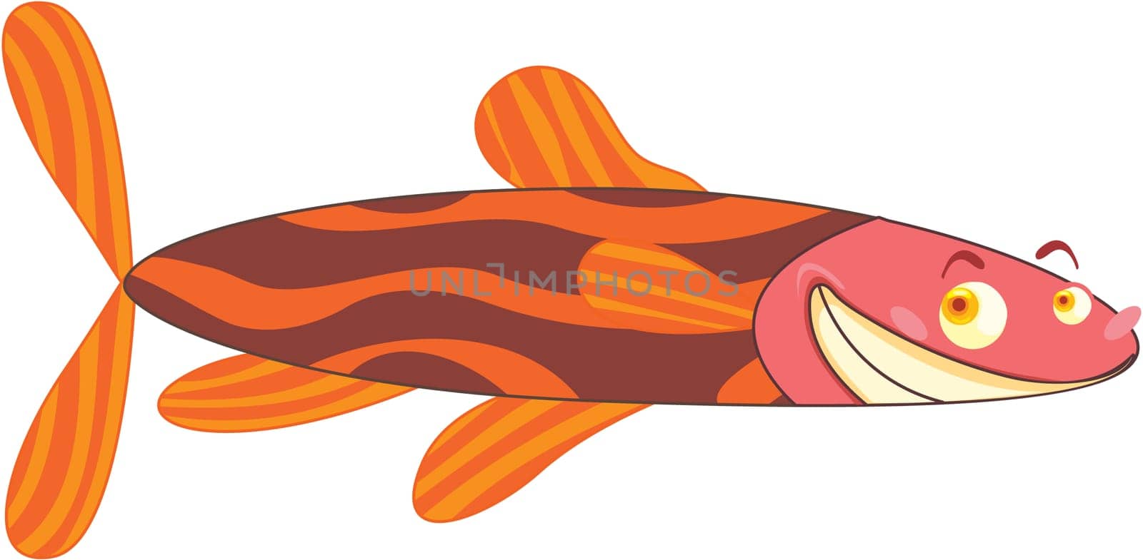 Illustration of  a cartoon fish on white