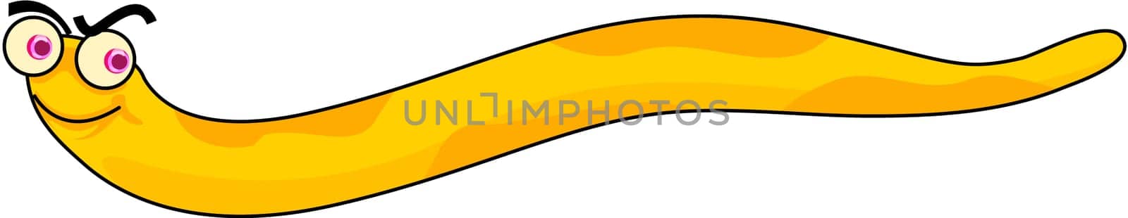 Illustration of  a worm cartoon on white