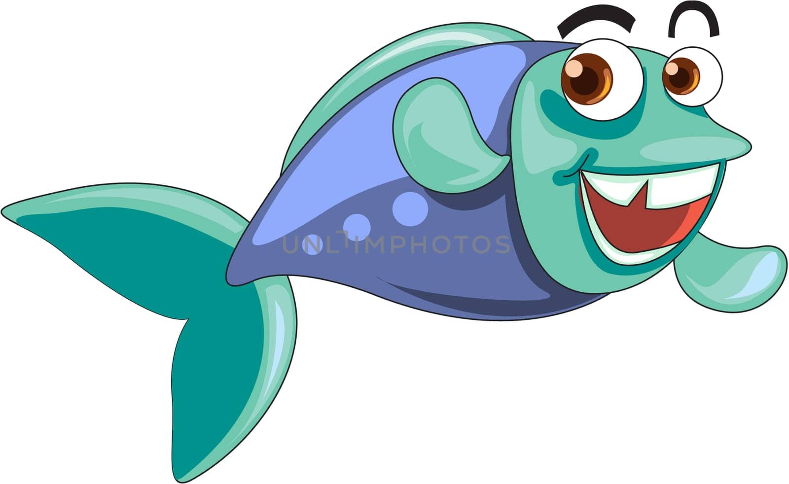 Illustration of  a cartoon fish on white