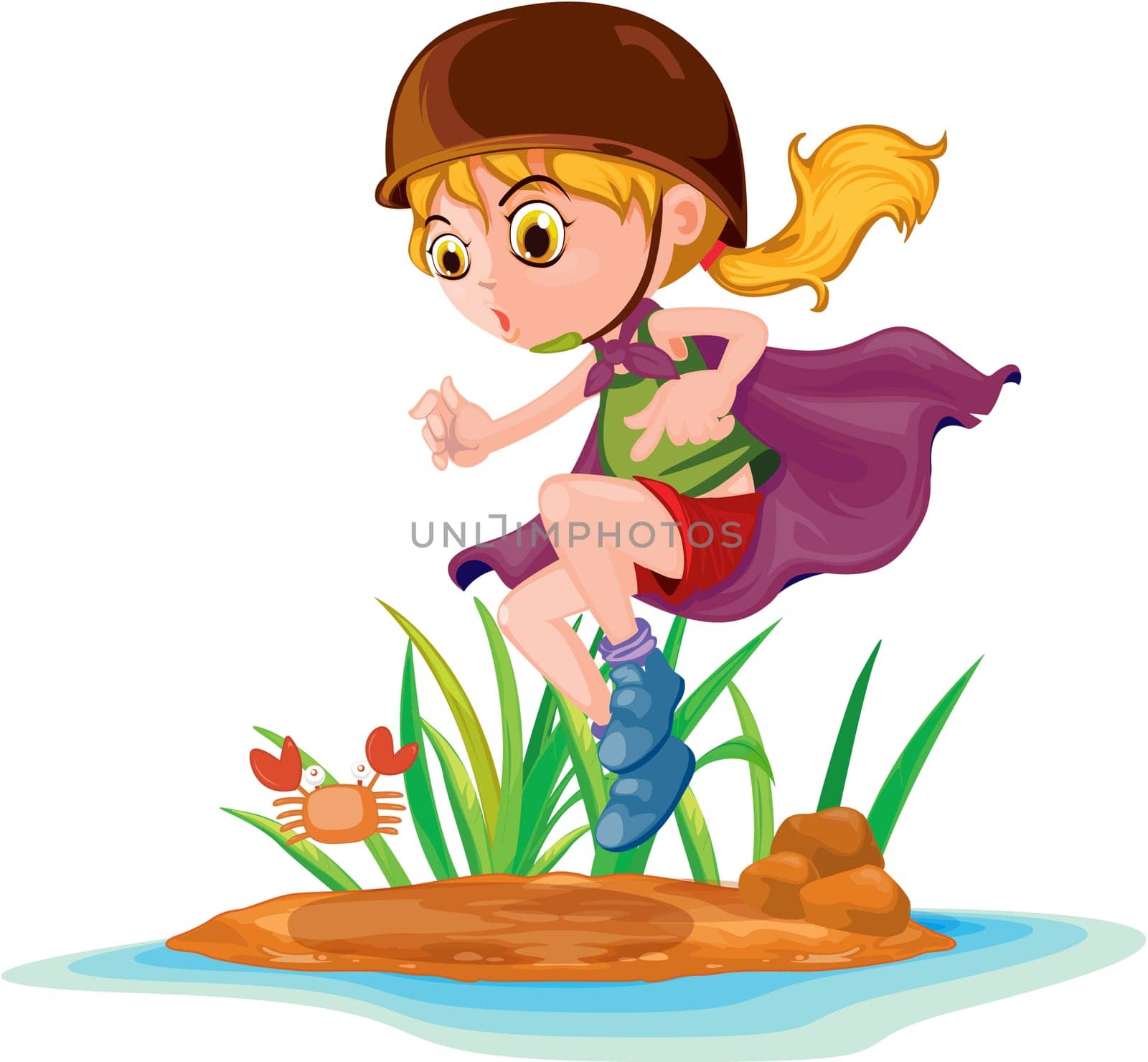 Illustration of  a girl with tray on white
