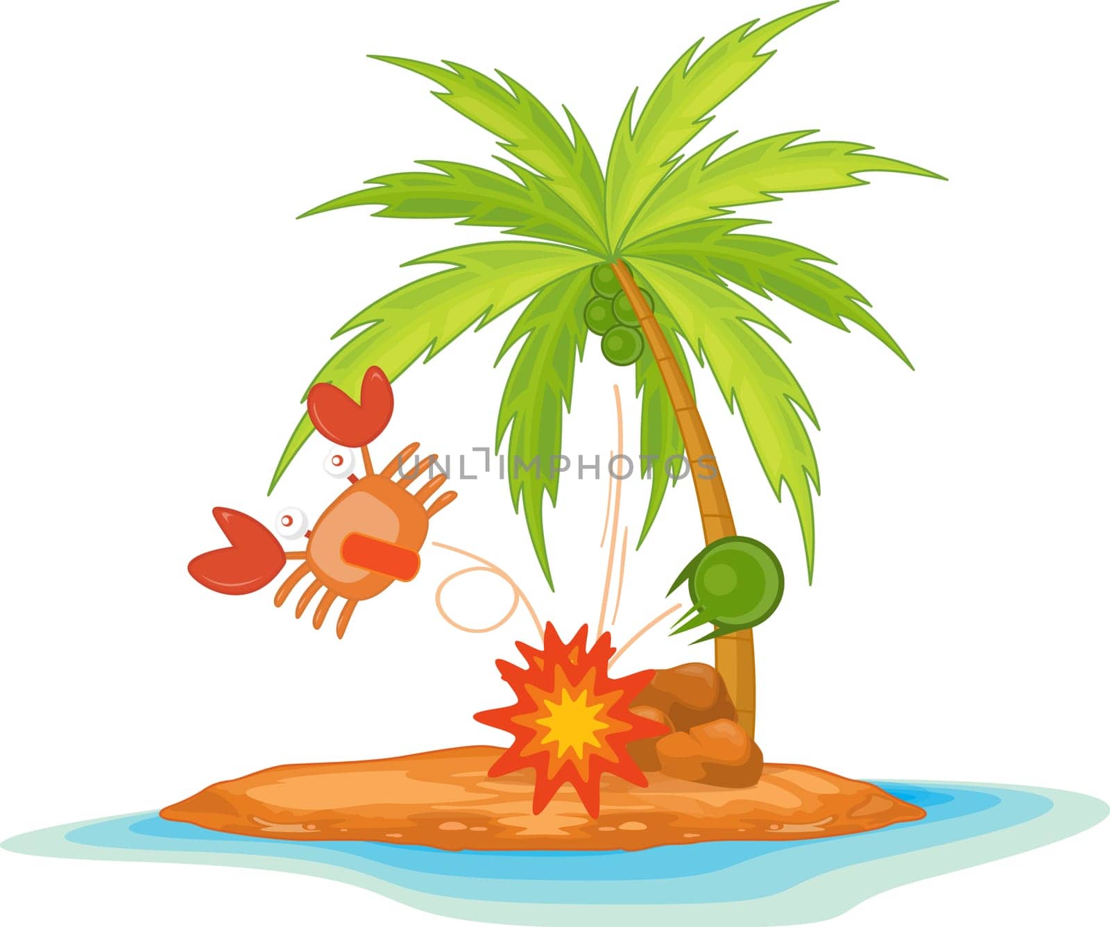 illustration crab  on island