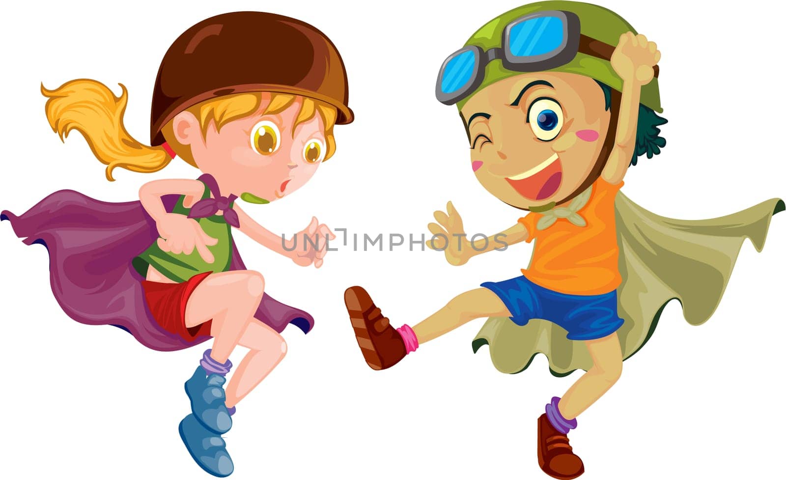 illustration of boy and girl on white
