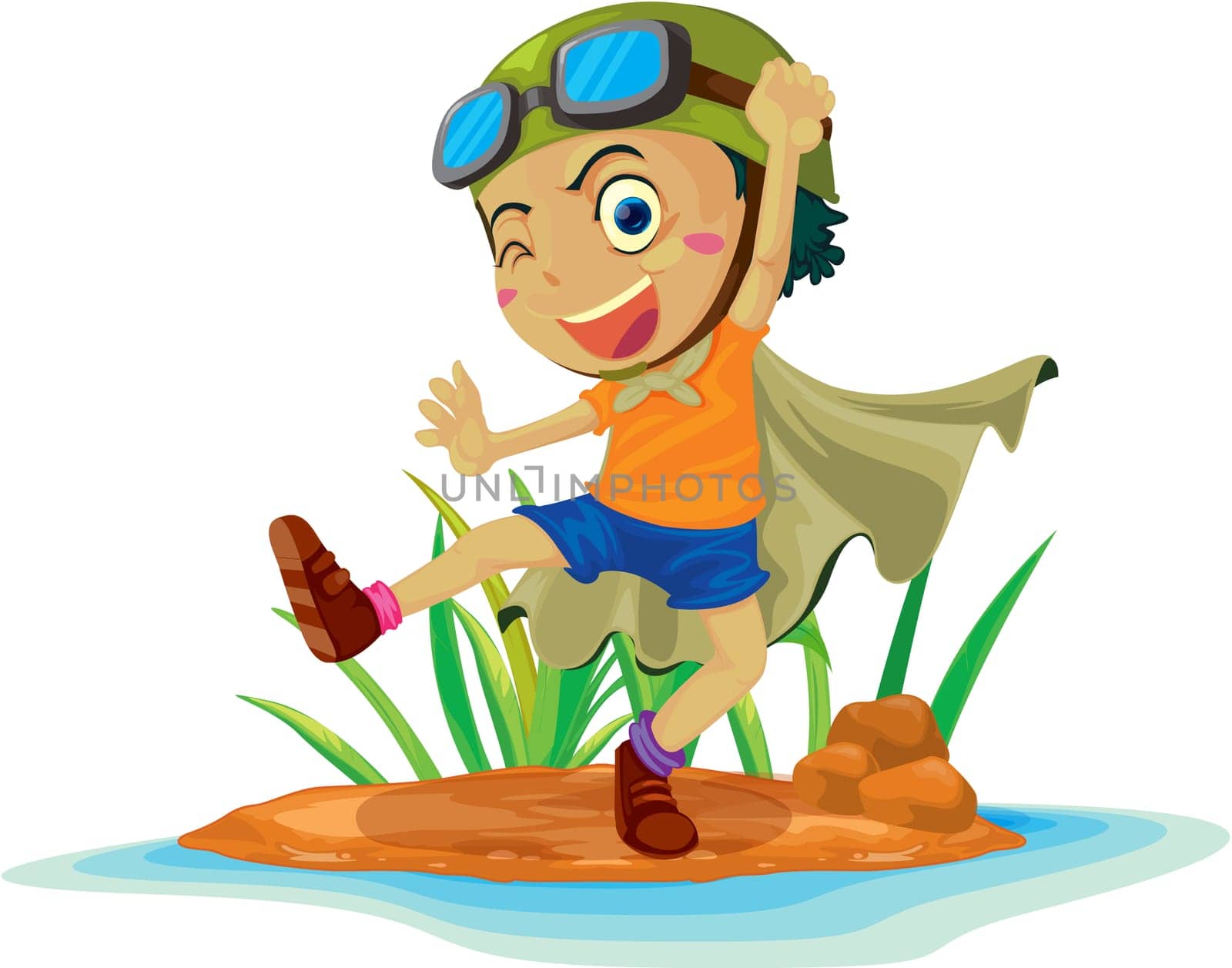 illustration of a boy on island