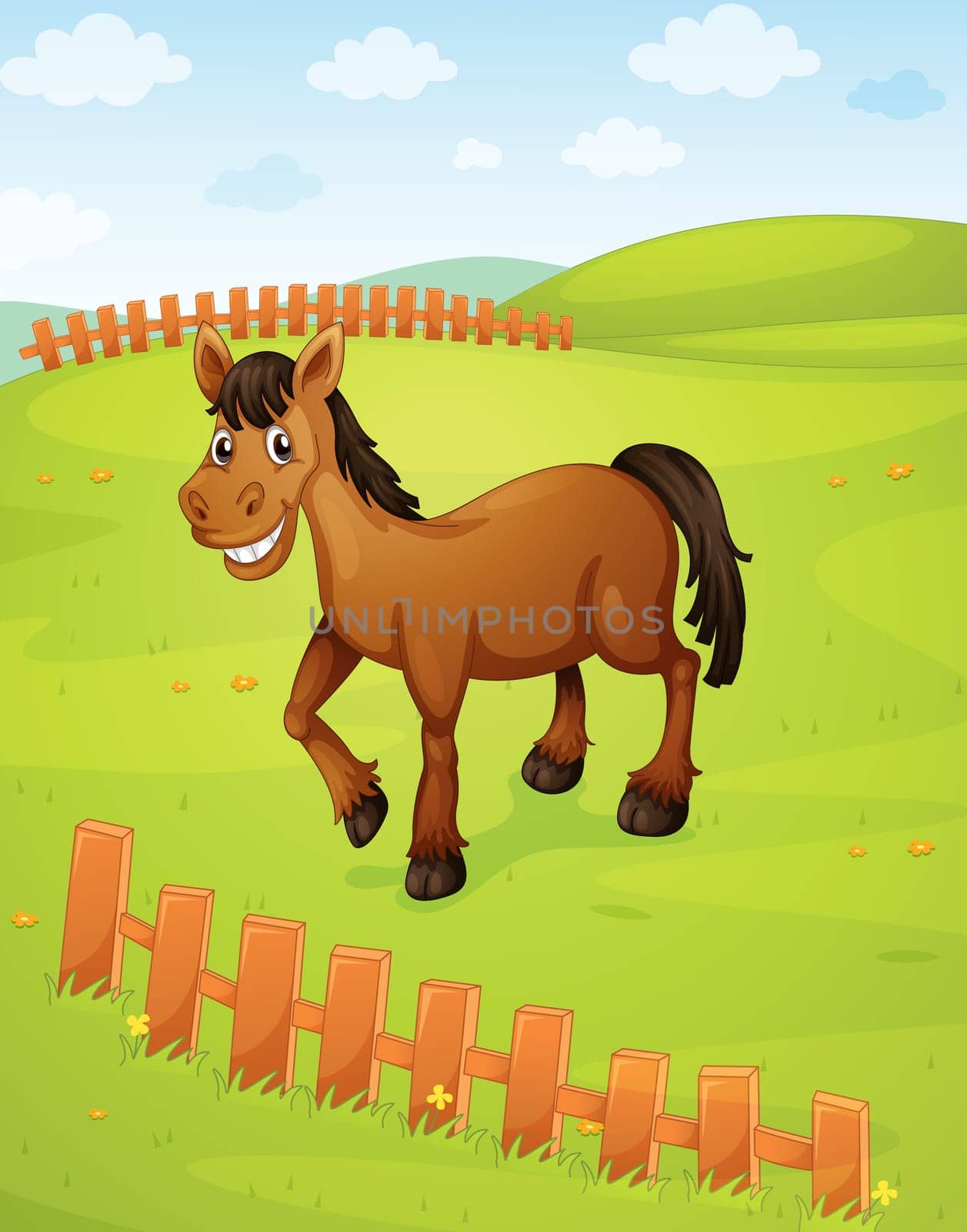 illustration of a horse in a beautiful nature