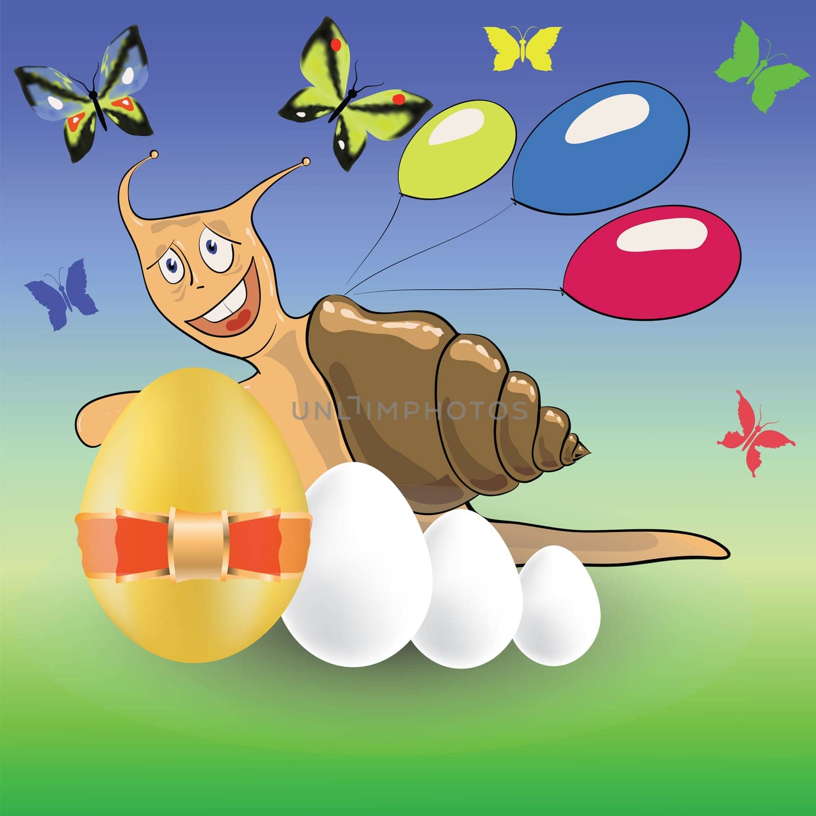 colorful illustration with  easter snail for your design