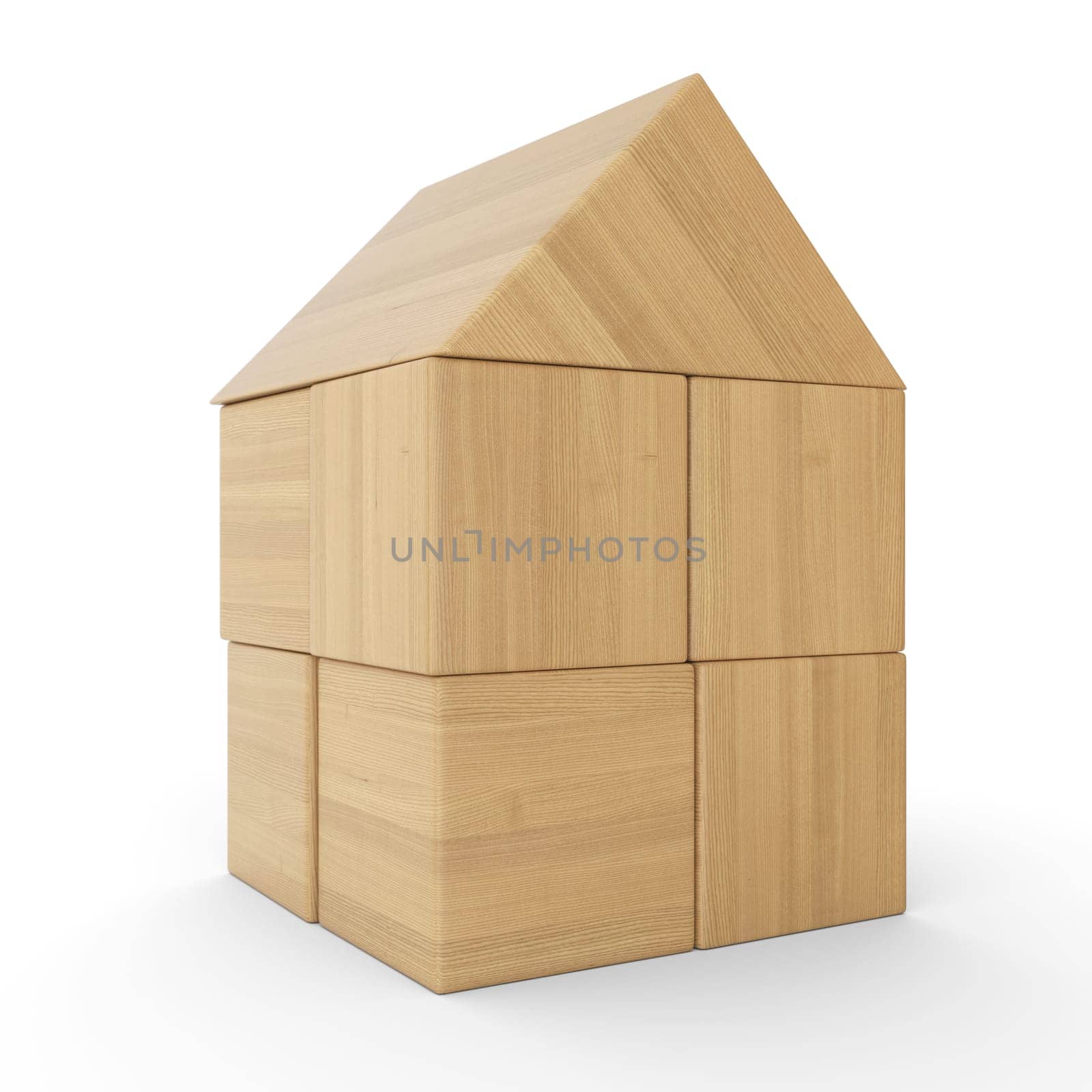 Small wooden house insulated from building blocks