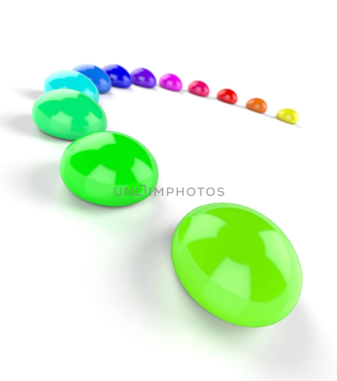 3D Rainbow Semicircle of Paint Drops 6