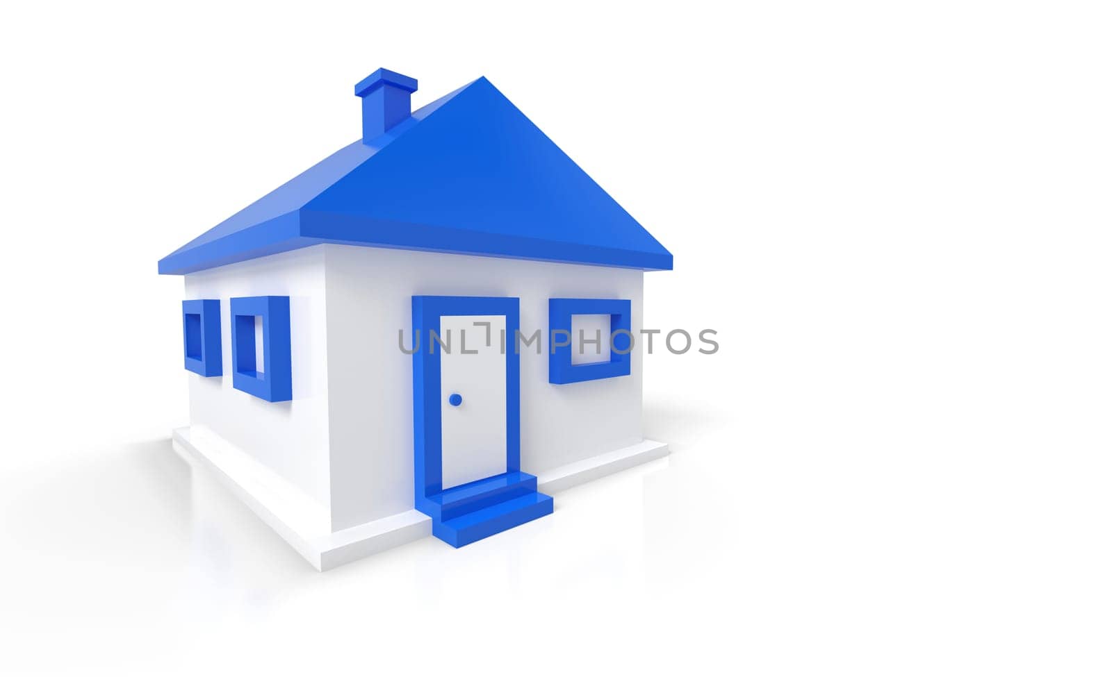 Small 3D Detached House Blue