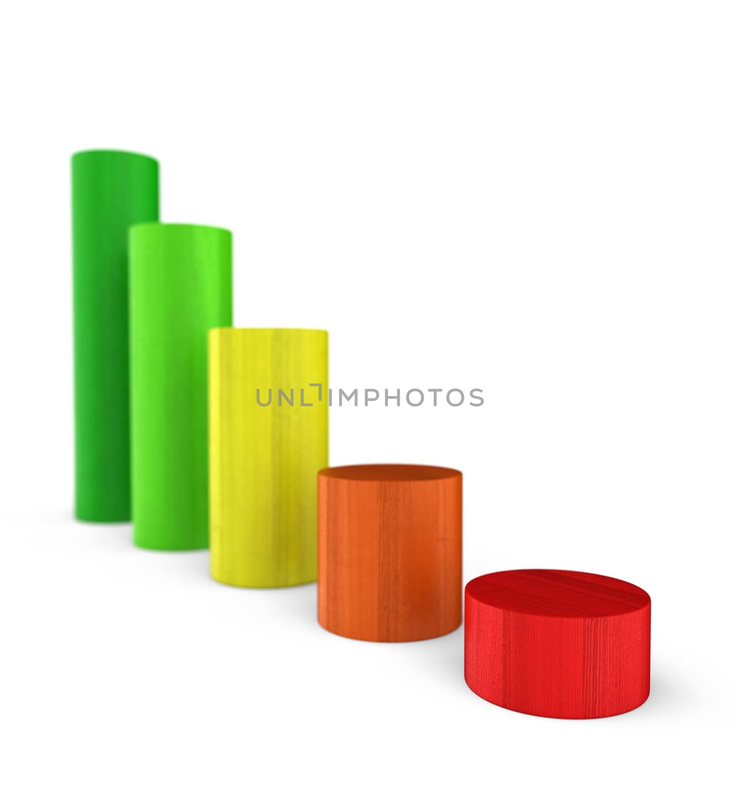 Downward Trend Colorful - 3D Building Blocks Diagram Round 1