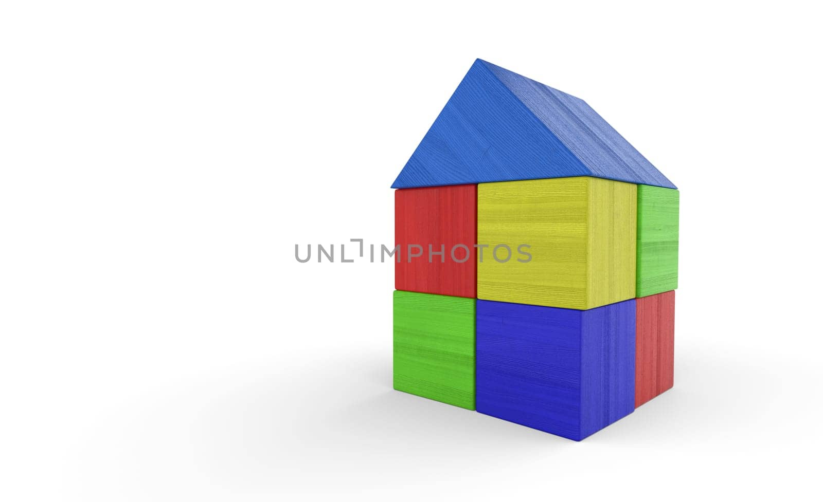Colorful house made of building blocks isolated 3
