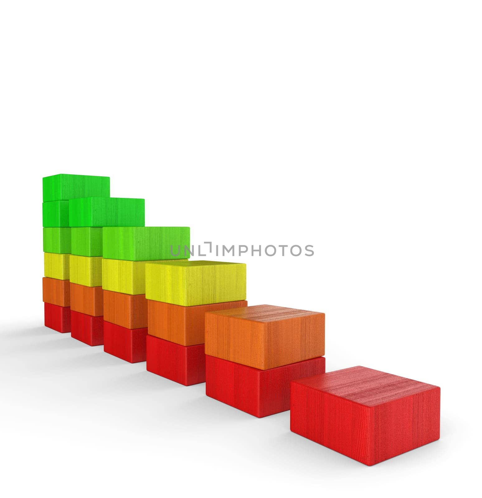 3D Downward Trend - Building Blocks Colorful Square 1