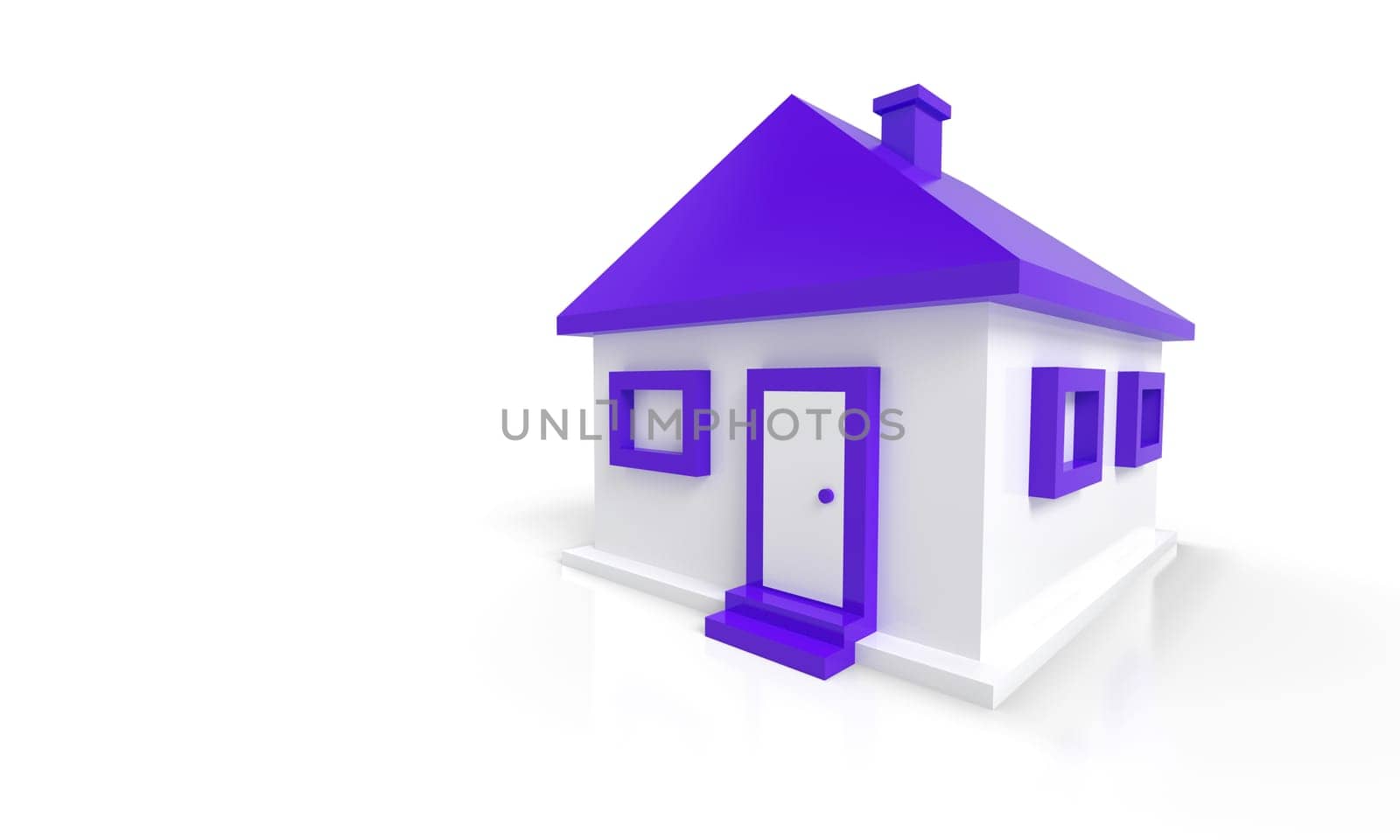 The little purple house against a white background