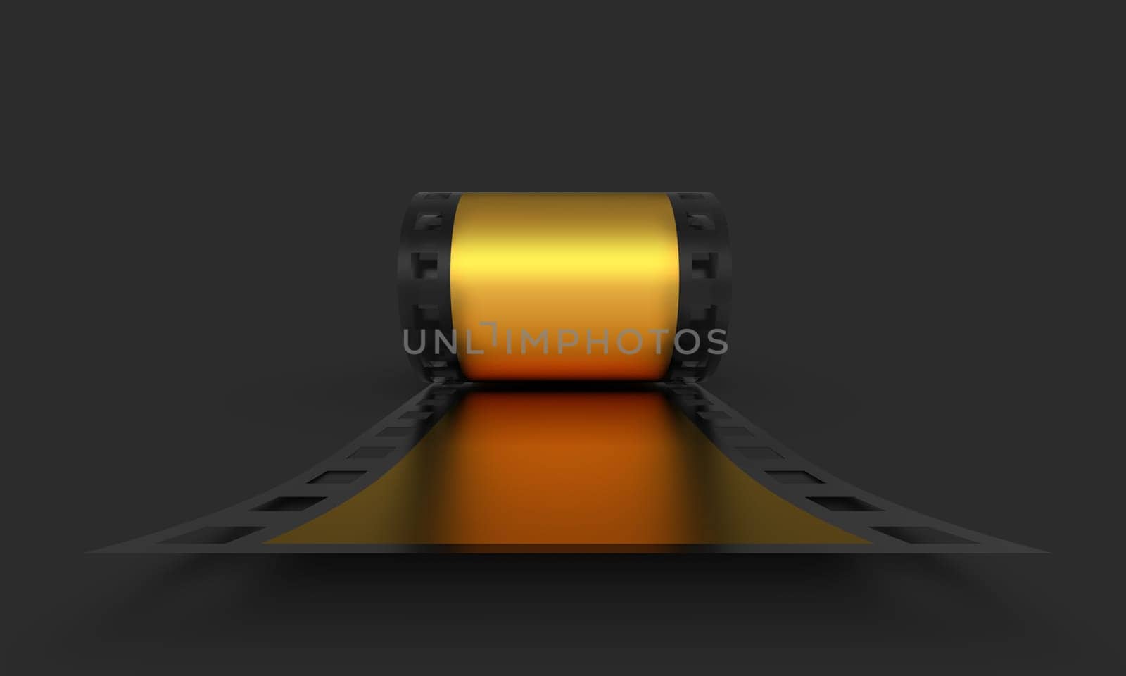 3D Film Reel - Gold Black Frontal View