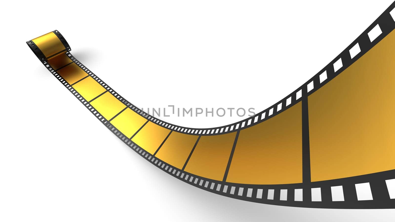 Golden film reel against white background 4