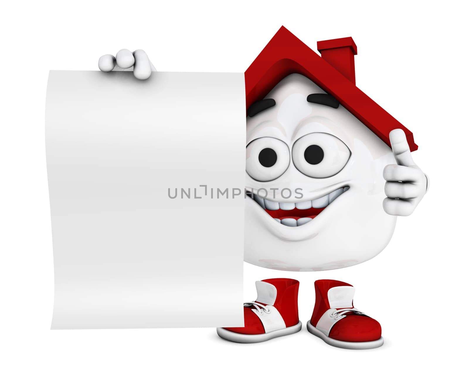 Small 3D House Red with Blank Sign