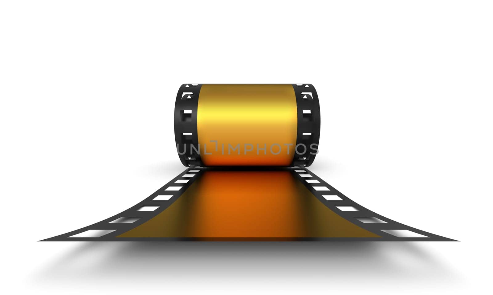 3D Film Reel - Gold Frontal View