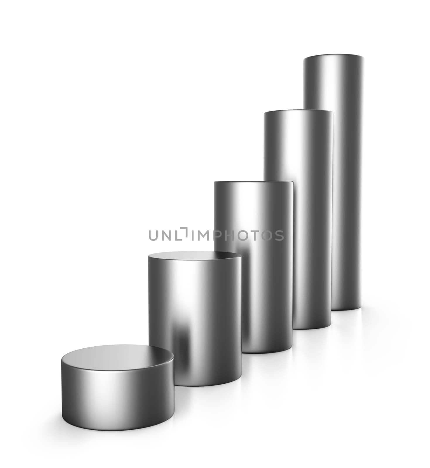 Silver 3D Bar Chart Isolated