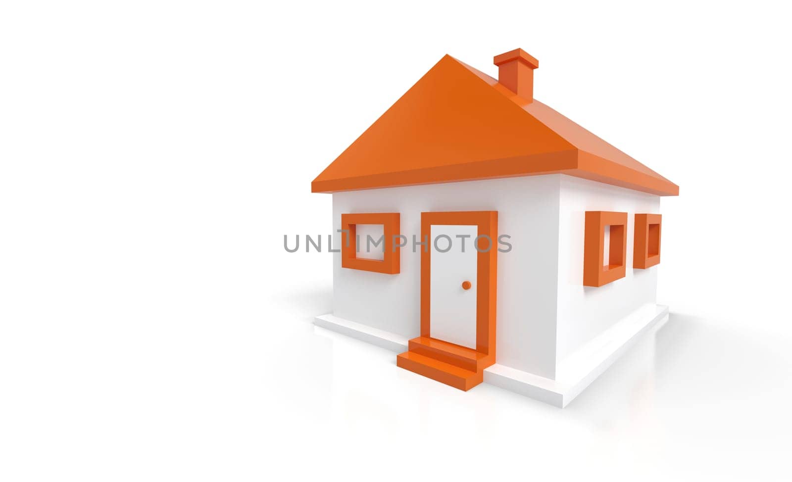 3D House Orange White