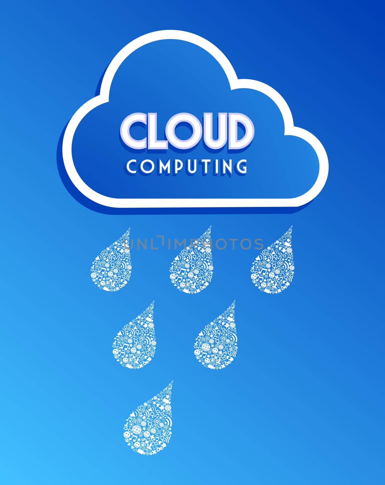 Cloud computing social media network concept background. Vector file layered for easy manipulation and custom coloring.