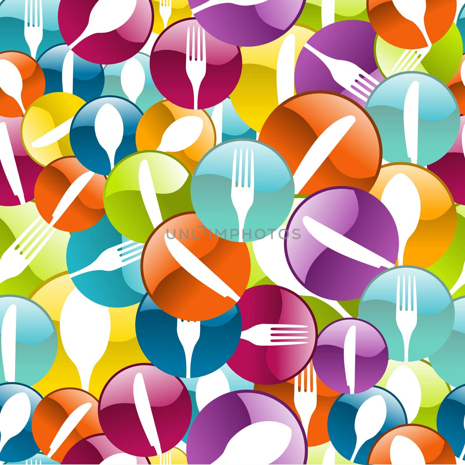 Multicolored cutlery icons pattern background. Vector illustration layered for easy manipulation and custom coloring.